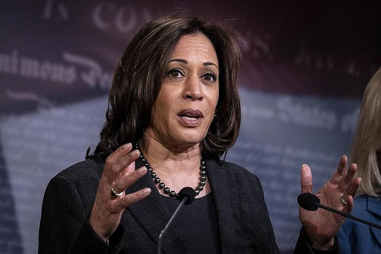 Former national security adviser Susan Rice is among the leading contenders, according to Democratic officials briefed on the selection process. PHOTO: REUTERS Senators Kamala Harris of California (above) and Elizabeth Warren of Massachusetts remain 