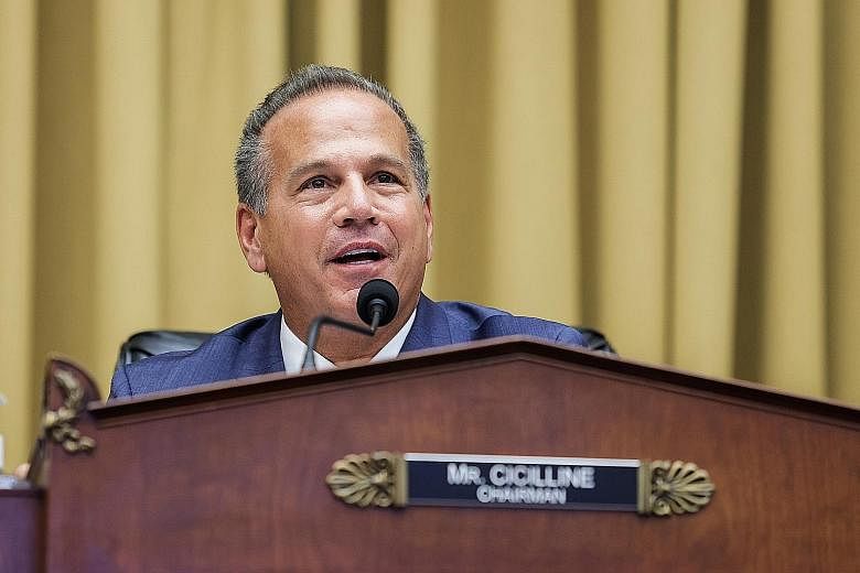 Mr David Cicilline, chairman of the US House Judiciary Committee's antitrust subcommittee, speaking during a hearing on "Online Platforms and Market Power" at Capitol Hill, Washington, last Wednesday. The panel's questions were targeted at Amazon, Ap
