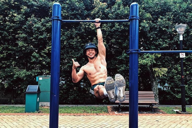 Mr Jesse Quek works out six times a week for 40 minutes to an hour each time.