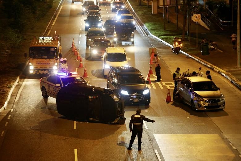 Two people were injured and taken to hospital on Sunday evening after a traffic accident at about 7.40pm in Punggol East Road, near Riviera LRT station. The Singapore Civil Defence Force said one injured person was taken to Sengkang General Hospital 