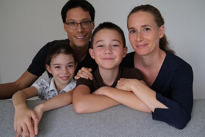 Mr and Mrs Gonzenbach with their children Leonie, eight, and Julian, 10, who go to the Swiss School in Singapore.
