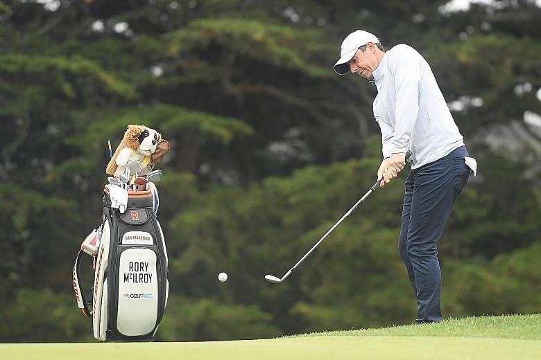 Four-time Major winner Rory McIlroy chipping on the 13th hole in Wednesday's practice round for the PGA Championship at TPC Harding Park. The Ulsterman wants to end his six-year Major drought this week in San Francisco.