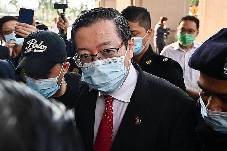 Former Malaysian finance minister Lim Guan Eng arriving at court in Kuala Lumpur yesterday. He is scheduled to be charged with further offences related to the undersea tunnel project and an unspecified case next week, according to the Malaysian Anti-