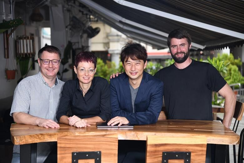 (From left) ImmunoScape adviser Evan Newell, chief operating officer Alessandra Nardin, chief executive officer Ng Choon Peng and director of scientific affairs Michael Fehlings. The company, a spin-off from the Agency for Science, Technology and Res