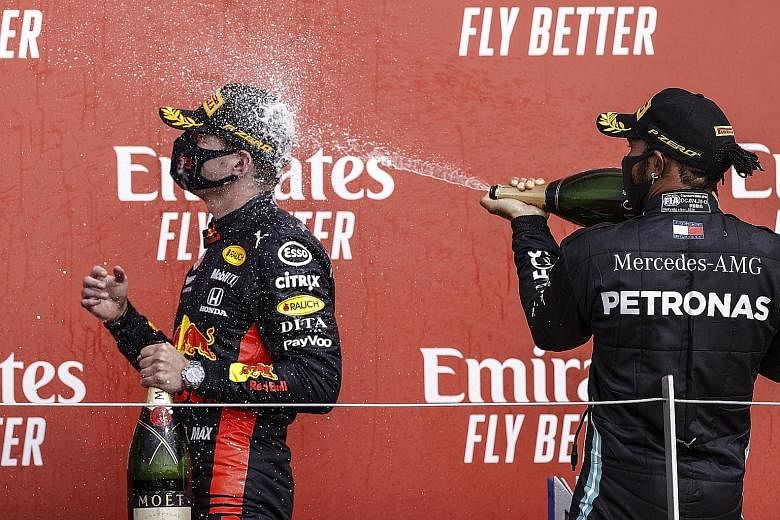 Red Bull's Max Verstappen (left) is second and 30 points behind Lewis Hamilton of Mercedes in the drivers' championship after five races this season.