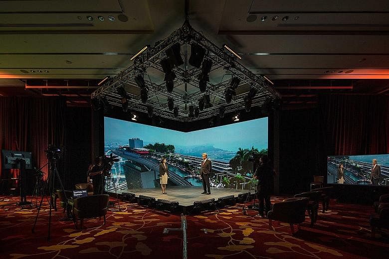 Speakers will be able to go "live" on stage despite Covid-19 travel restrictions at Marina Bay Sands' new hybrid event broadcast studio. The state-of-the-art studio has hologram functionalities that can beam presenters onto the stage to stand alongsi