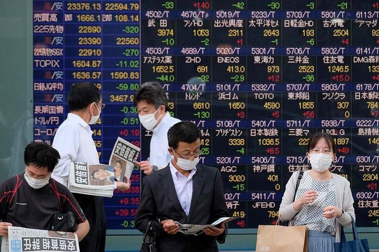 As news of Prime Minister Shinzo Abe stepping down hit the streets yesterday, the Nikkei share average closed 1.41 per cent lower at 22,882.65 points and the yen, considered a safe haven in uncertain times, gained ground against the US dollar.