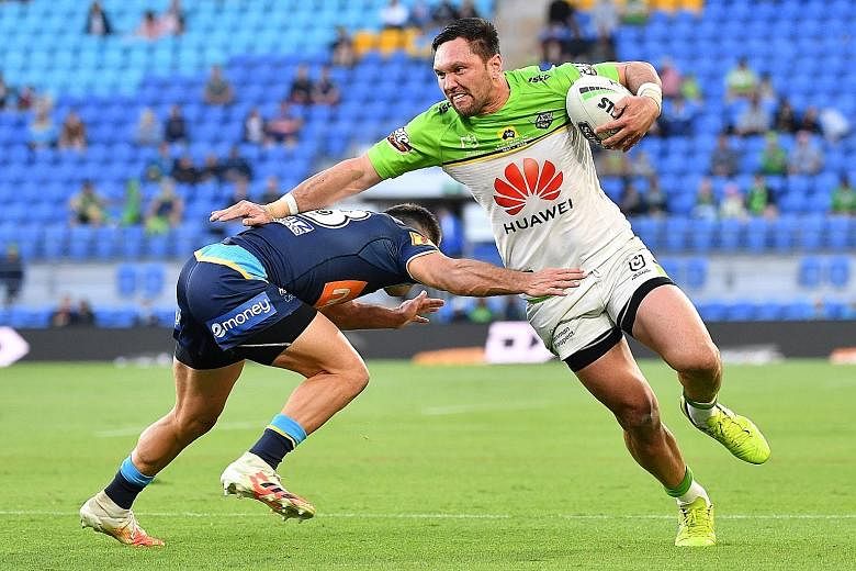 Huawei has backed the Canberra Raiders for almost a decade, with its logo and name on the front of the playing kit. PHOTO: EPA-EFE