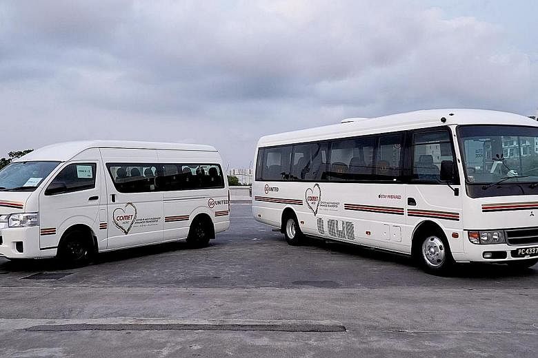The fleet comprises "maxi" vehicles, which are 32-seater and 45-seater coaches, 23-seater "midi" vehicles and nine-seater "minis". The vehicles' interior is separated into two compartments by a sealed divider.