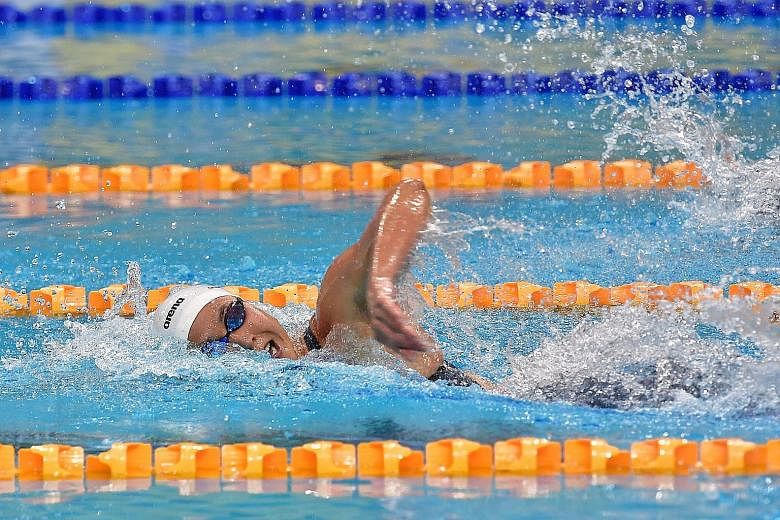 Quah Ting Wen competing during last year's Singapore National Age Group Swimming Championships. The cancellation owing to the coronavirus pandemic of this year's event, one of the Olympic qualifying meets, has thrown into disarray her attempt of maki