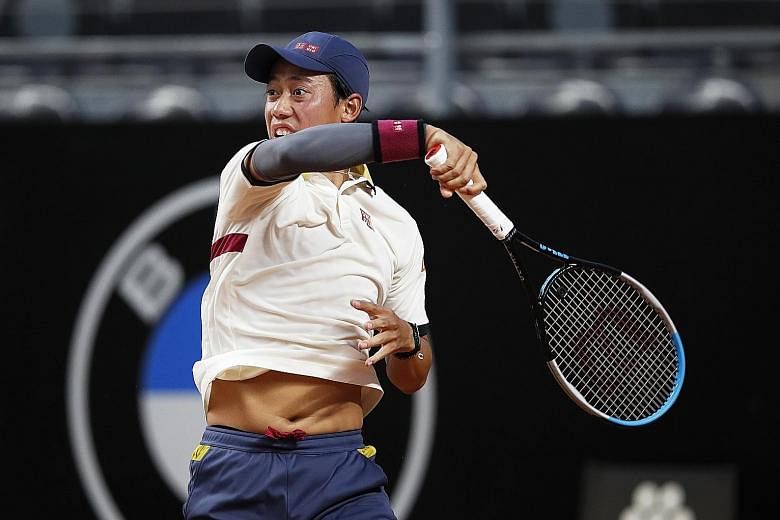 With the French Open starting in under two weeks, Kei Nishikori is aware he needs to get more match practice in. The world No. 35 is in Rome this week and is playing just his second tournament of the year after last week's event in Austria. PHOTO: RE