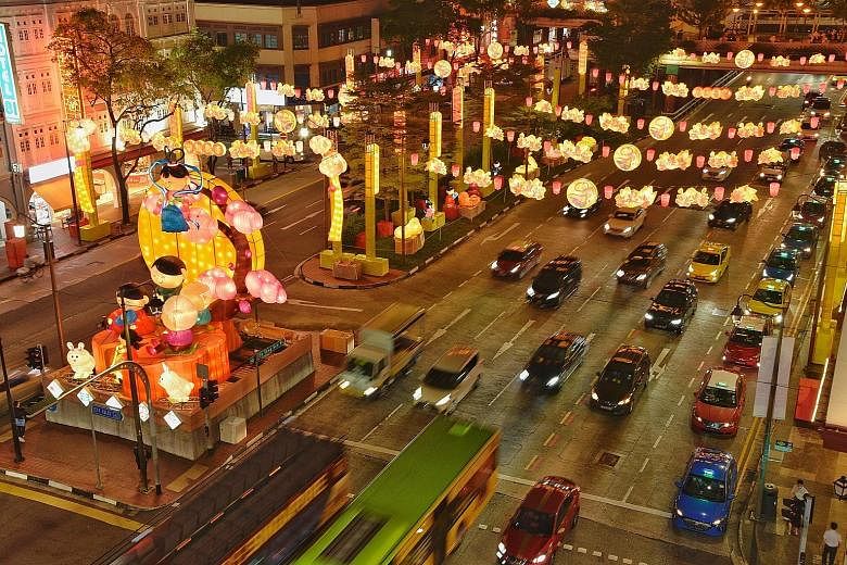 Chinatown's annual Mid-Autumn Festival light-up kicked off last night. The light-up, which lasts until Oct 16, features about 700 lanterns and sculptures depicting traditional festival motifs and characters such as Chang'e, goddess of the moon in Chi