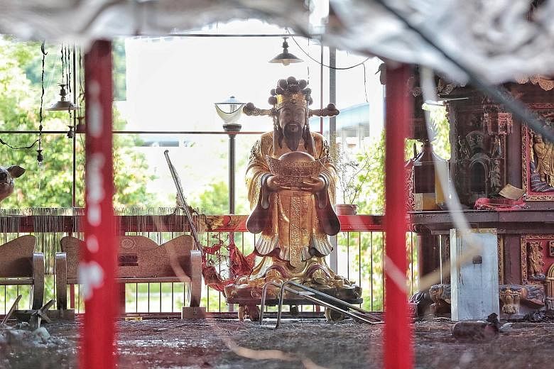 The blaze at the Sembawang God of Wealth Temple, which took three hours for 62 firefighters to put out, claimed the lives of three dogs. The animals were among seven stray dogs that were cared for by the temple whose 9.44m-tall statue of the God of W