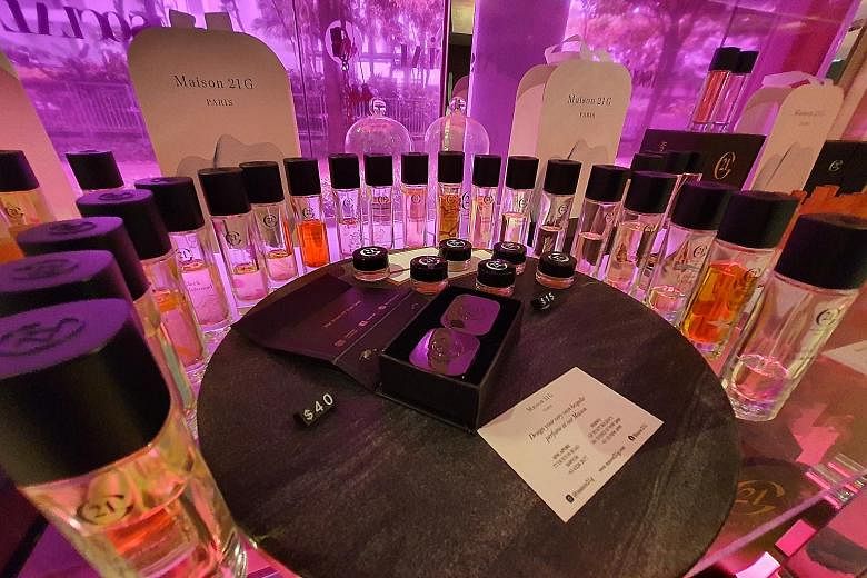 Customise your own fragrance to take home at a fun perfume workshop offered in collaboration with Maison 21G. The colourful entryway of the M Social is a feast for the eyes.