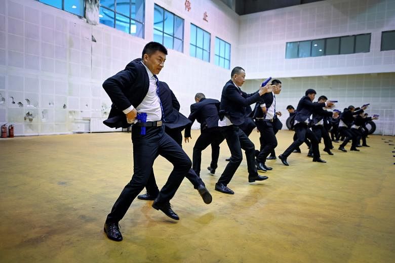A group of students at a training session at the Genghis Security Academy in Tianjin, China, earlier this month.