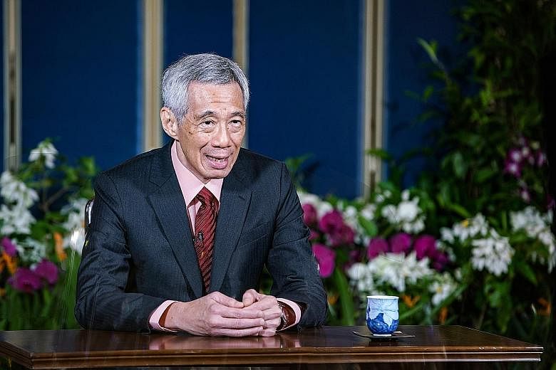 Prime Minister Lee Hsien Loong at the recording of his message for the High-Level Meeting to commemorate the 75th anniversary of the United Nations. In his remarks, he called on members to work together to update and reform multilateral institutions 