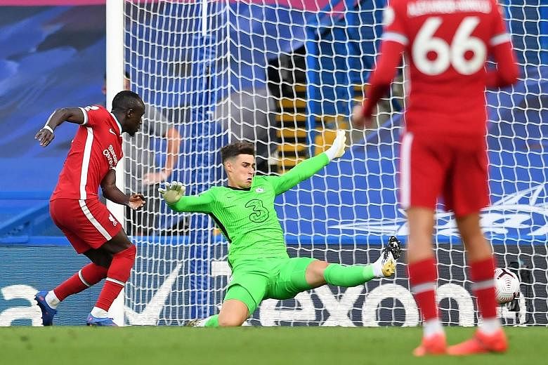 Sadio Mane tapping the ball into an empty net for Liverpool's second goal, after Chelsea goalkeeper Kepa Arrizabalaga cleared straight into the Senegalese striker's path.