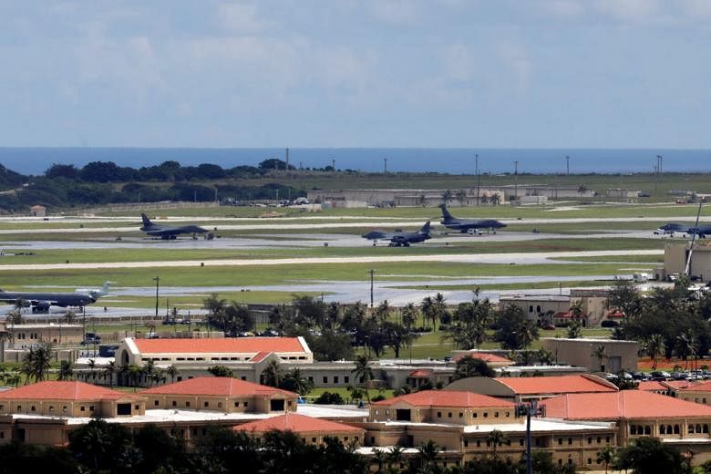 US military planes parked on the tarmac of Andersen Air Force base on the island of Guam, a US Pacific Territory, in 2017. China is locked with the US in a power struggle over defence, technology, trade, disputed seas and the status of Hong Kong and 