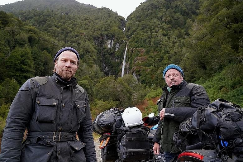 Scottish actor Ewan McGregor (far left) and British television presenter and actor Charley Boorman traverse 13 countries in South and Central America in 100 days in Long Way Up.