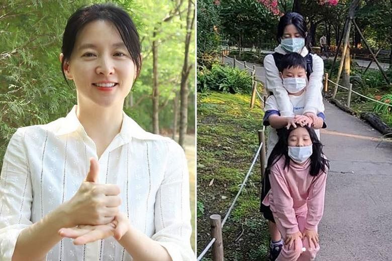 TWIN JEWELS: South Korean actress Lee Young-ae (far left) has remained largely out of the limelight after she married Korean-American businessman Jeong Ho-yeong in 2009 and gave birth to twins - son Seung-kwon and daughter Seung-bin - in 2011. 	Lee, 