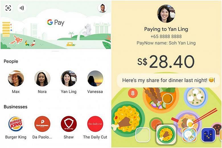 DBS PayLah!, StanChart and OCBC customers can use Google Pay to transfer funds from their bank accounts to any PayNow user. PHOTO: GOOGLE