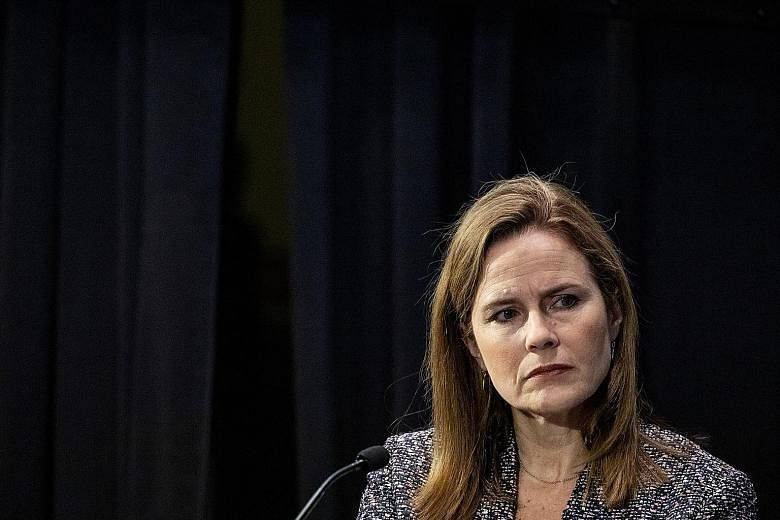 Ms Amy Coney Barrett has been a judge for only three years, appointed by Mr Donald Trump to the 7th US Circuit Court of Appeals in 2017. PHOTO: NYTIMES