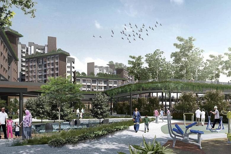 Tengah town will be Singapore's first smart and sustainable town. It will have Singapore's first traffic-free town centre, with roads running underground to free up space for pedestrians and cyclists. PHOTO: HOUSING BOARD
