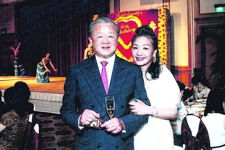 A file photo of Mr Oei Hong Leong and his wife, Mrs Angela Oei, at the tycoon's 60th birthday celebration. PHOTO: ANGELA OEI