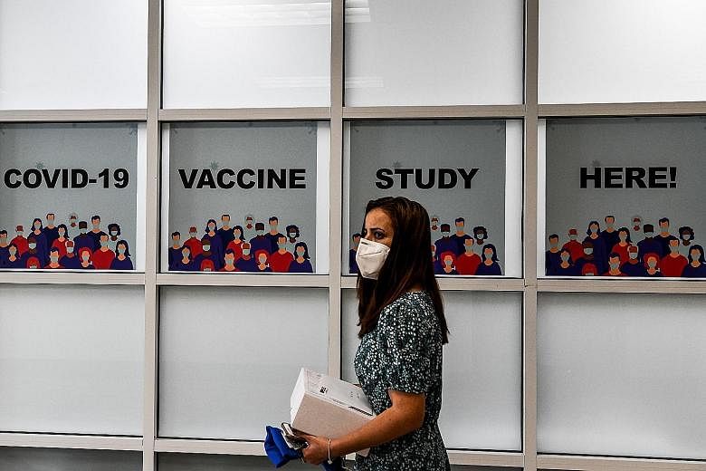 A woman inside the Research Centres of America, which is conducting Covid-19 vaccine trials, in Florida in August.