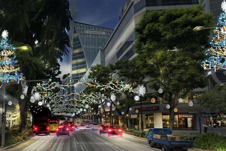 An artist's impression of the Christmas lights to be put up at the junction of Orchard Road and Cairnhill Road. Organisers are promising a dazzling spectacle when the light-up in the shopping belt kicks off on Nov 13. For the first time, viewers at h
