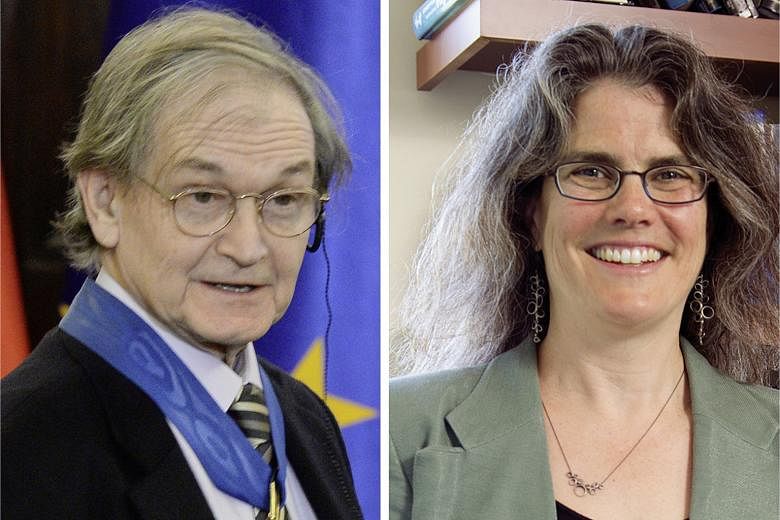 Professor Roger Penrose (left), Professor Andrea Ghez (right) and Professor Reinhard Genzel will share the Nobel Prize sum of 10 million Swedish kronor (S$1.5 million), with half going to Prof Penrose and the other half jointly to Prof Genzel and Pro