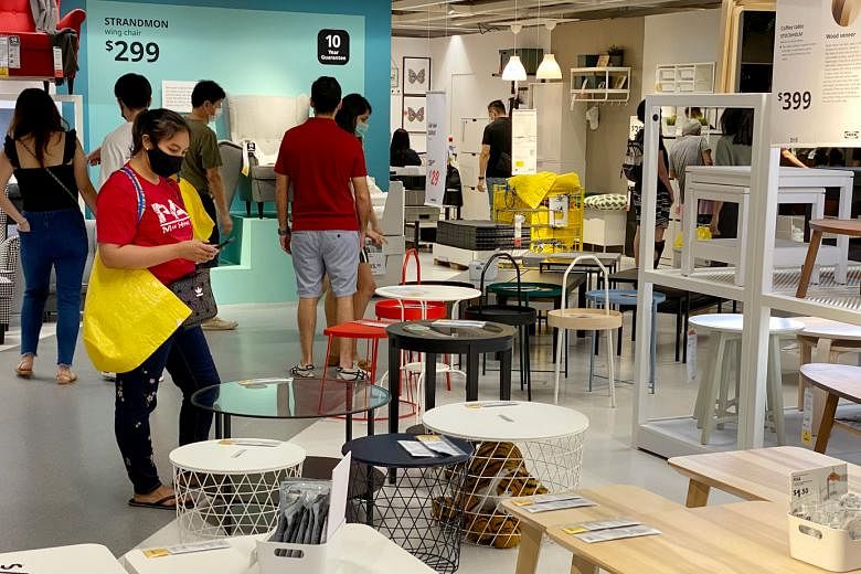 Customers at Ikea's Alexandra outlet in June. The company's turnover in Singapore was $304 million in its last financial year, about 10 per cent down from the previous year.