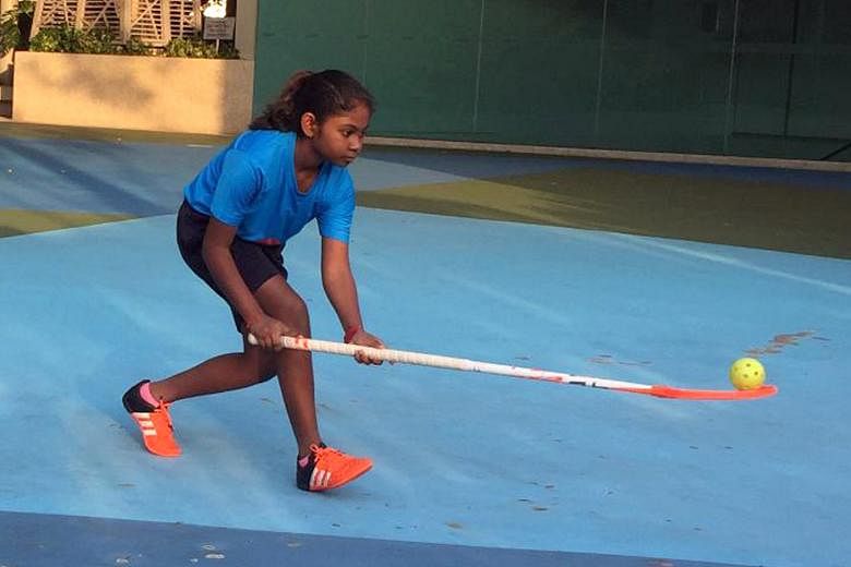 Durga Devi Viknesyaran has been practising floorball drills on her own after the National School Games were axed in May. The competition will be back next year, giving her the chance to play for Keming Primary School in her PSLE year. 