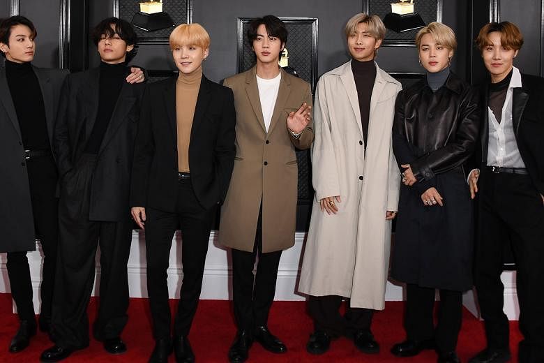South Korean boy band BTS at the Grammy Awards in Los Angeles in January this year.