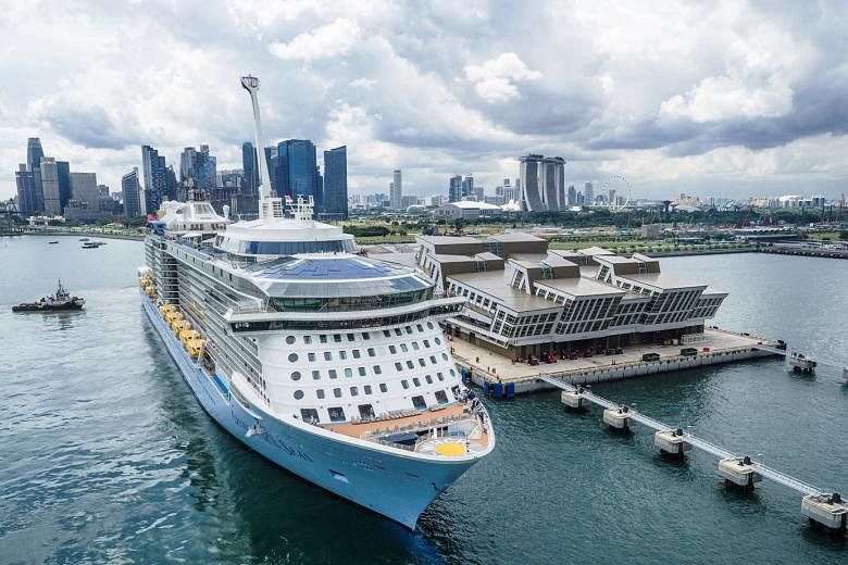 Royal Caribbean's Quantum of the Seas next to the Marina Bay Cruise Centre.