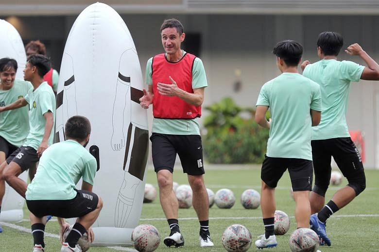 Tampines Rovers defender Daniel Bennett putting in the hard yards during the Singapore Premier League club's training session earlier this week. The 42-year-old, who has amassed a record 142 caps for the Lions, is expected to feature as the Stags hos