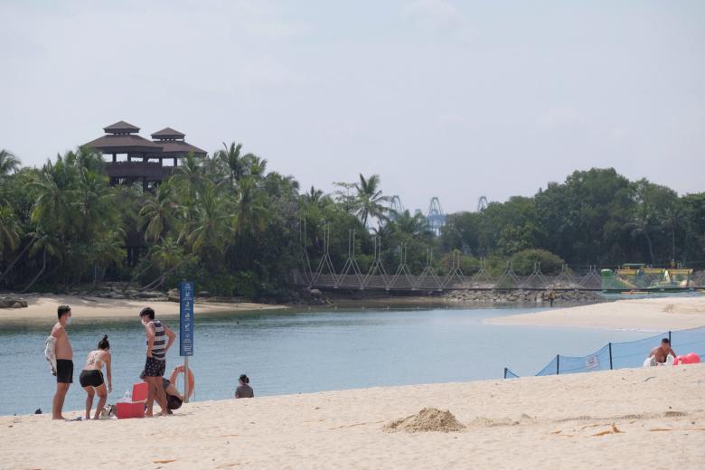 Sparse crowds at Sentosa beaches on 