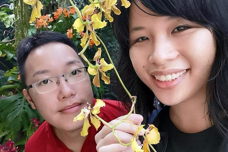 In August 2015, Ms Amy Tay's then boyfriend Tan Si-Rong proposed to her while on a flight to Australia. PHOTO: COURTESY OF AMY TAY Mr Nicholas Lim and his girlfriend Eleanor Teo will be boarding a plane for the first time together on Oct 25. PHOTO: C
