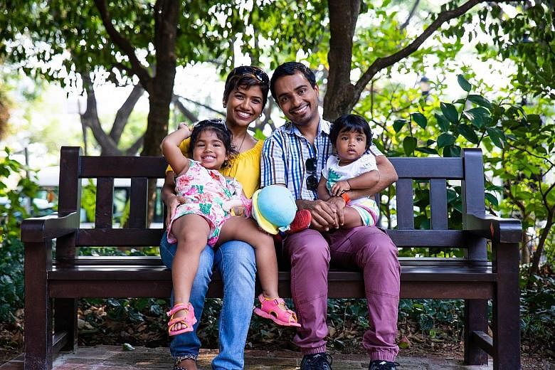 Mr Jason Blaise D'Souza with his wife Lynda and their daughter, aged four, and son, aged two. He had been stammering since he was eight and had a breakthrough in 2018 after trying the McGuire programme.