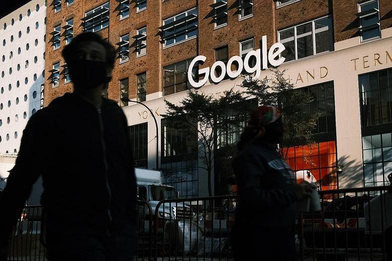 Google's offices in downtown Manhattan in New York City. In a complaint against Google, backed by the Republican attorneys-general of 11 US states, the Department of Justice ended years of inaction on the part of the United States antitrust authoriti