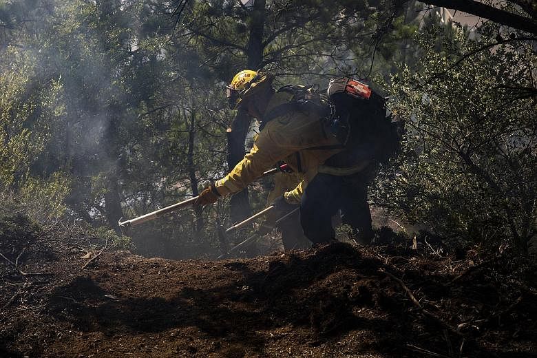 Firefighters creating a fire break on a smouldering hillside during the Diamond Fire in South San Francisco, California, earlier this month. The west coast state has been in the grip of a blistering heatwave that drove temperatures to record daily hi