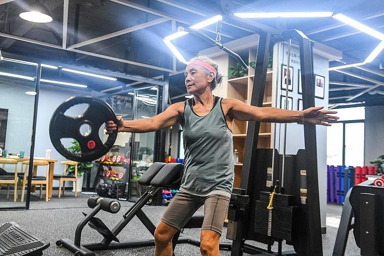 Grandma Chen Jifang, 68, from Shanghai has become a minor celebrity in China as her newfound love of working out has made national headlines.