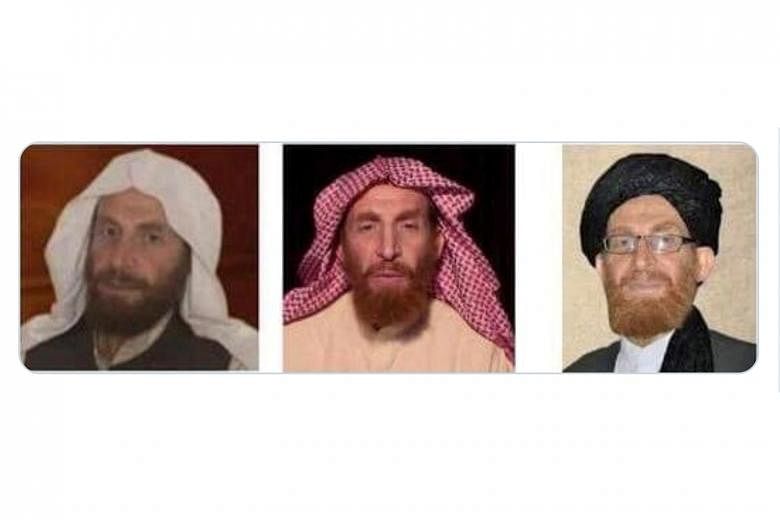 A tweet from the National Directorate of Security in Afghanistan saying that Abu Muhsin Al-Masri had been killed in operations is accompanied by three profile photos of the top Al-Qaeda militant.