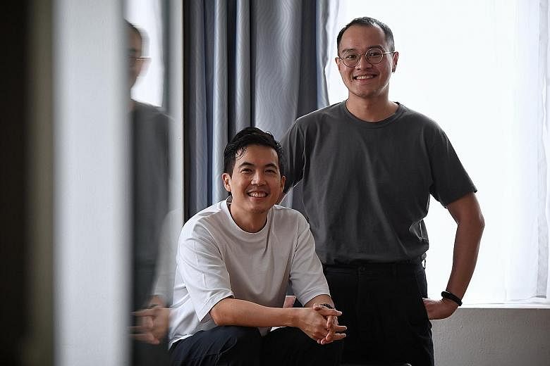 (Above) Actor-director Tan Shou Chen (left) and playwright Joel Tan (right) worked on audio drama A Bird Calls You To Moscow. (Left) Multidisciplinary artist Irfan Kasban's work, The Silence Of A Falling Tree, invites listeners to be part of a perfor