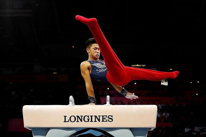 American gymnast Yul Moldauer on the pommel horse at last year's World Championships in Stuttgart. He is excited to compete in Tokyo next month to "prove to everyone that it is going to be okay".