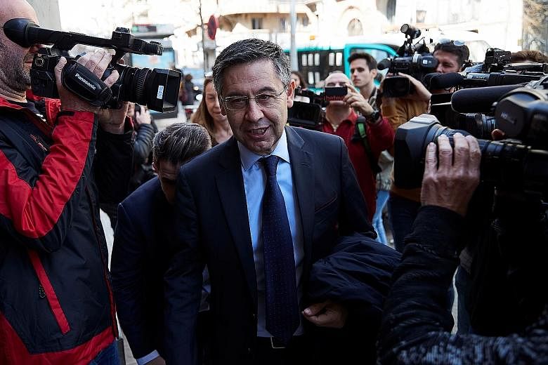 Then Barcelona president Josep Maria Bartomeu in March. He backed the club joining the much-criticised European Super League.