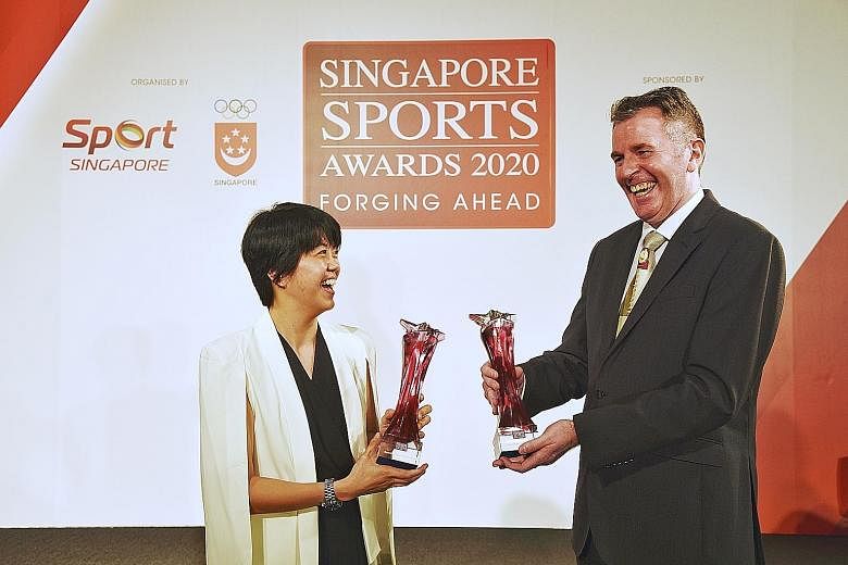 Cherie Tan and Peter Gilchrist took the most prestigious prizes last night at the Singapore Sports Awards presentation.