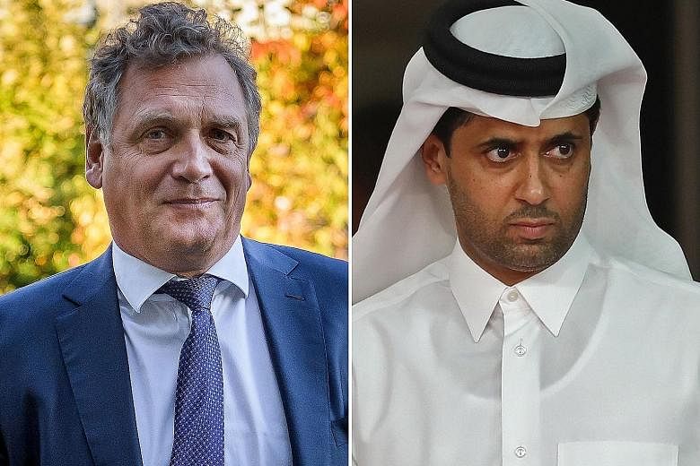 PSG president Nasser Al-Khelaifi (left) was acquitted, while Jerome Valcke was handed a suspended sentence for a secondary charge in the World Cup TV rights trial.