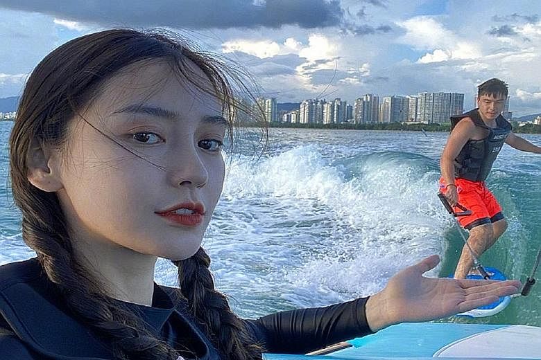 SPLASHING GOOD TIME: Chinese model-actress Angelababy took a break from acting recently, when she went wakesurfing and then to a water theme park. In a video posted on Weibo on Thursday, the 31-year-old happily boarded a speedboat before she was seen