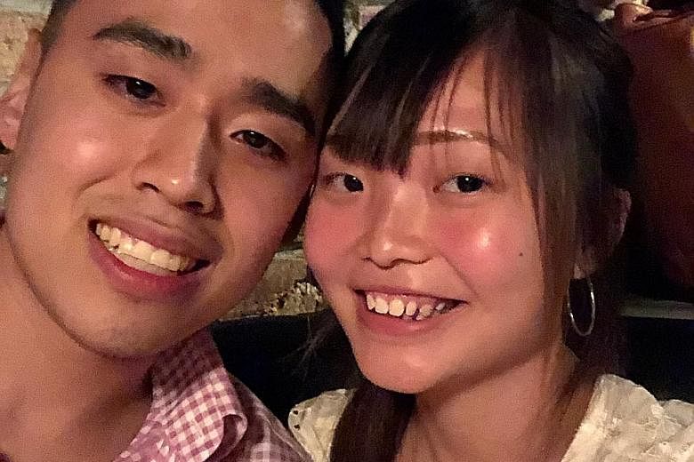 Ms Priscillia Lau with her American partner Cory Loo in New York last year. Given the Covid-19 situation in the US, she had not been optimistic about his chances of being allowed to enter Singapore, but it took only a week for his short-term visit pa